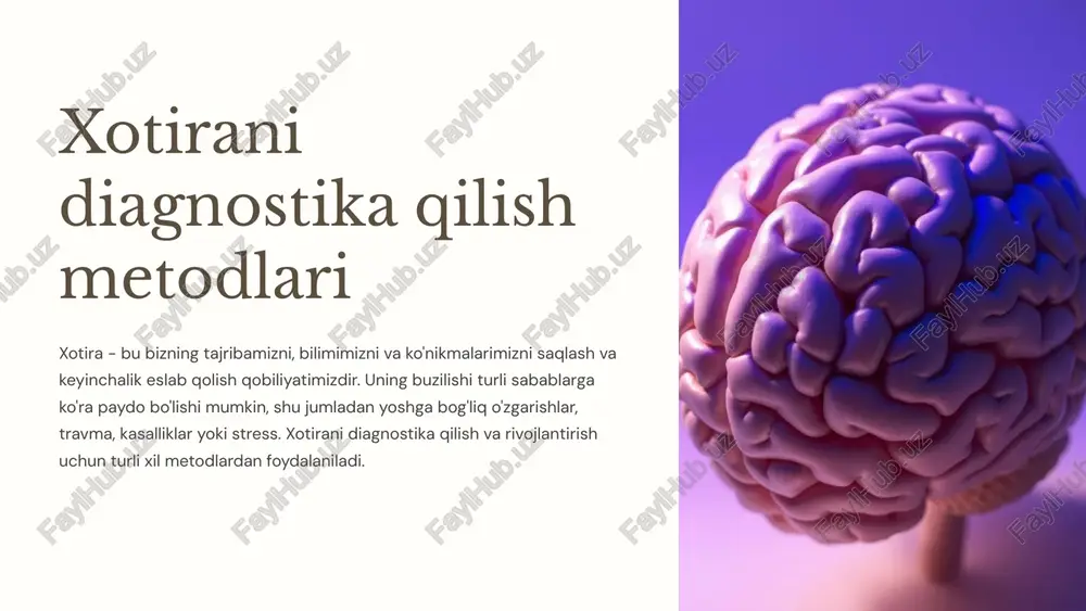 xotirani diagnostika qilish metodlari — PPTX