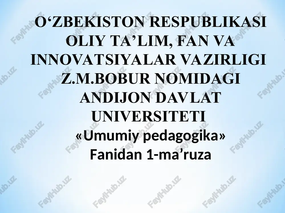 umumiy pedagogika — PPT