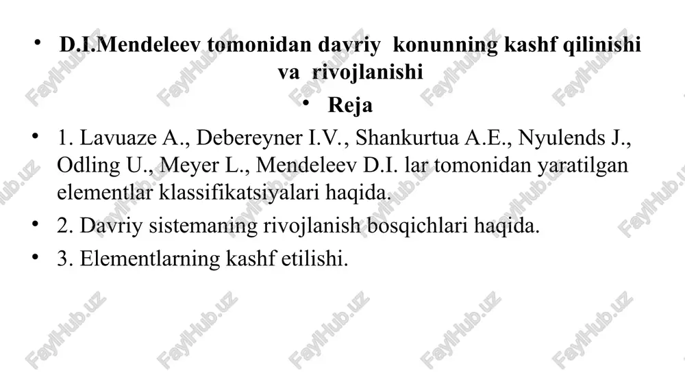 elementlar klassifikatsiyalari — PPT