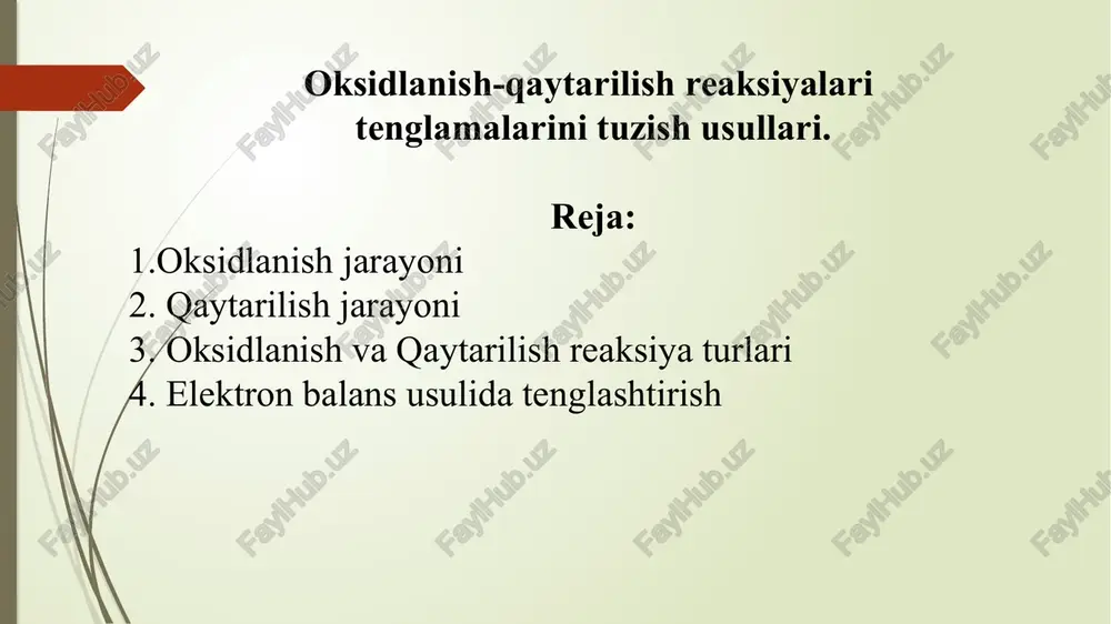 oksidlanish-qaytarilish reaksiyalari — PPTX