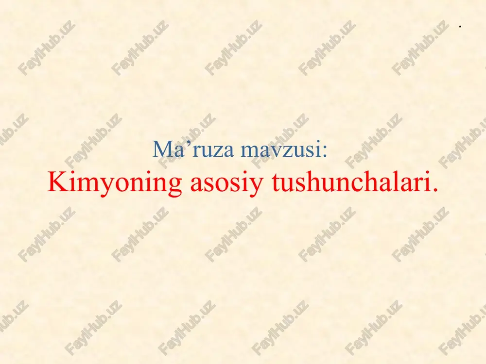 kimyo fanining rivojlanishi — PPT