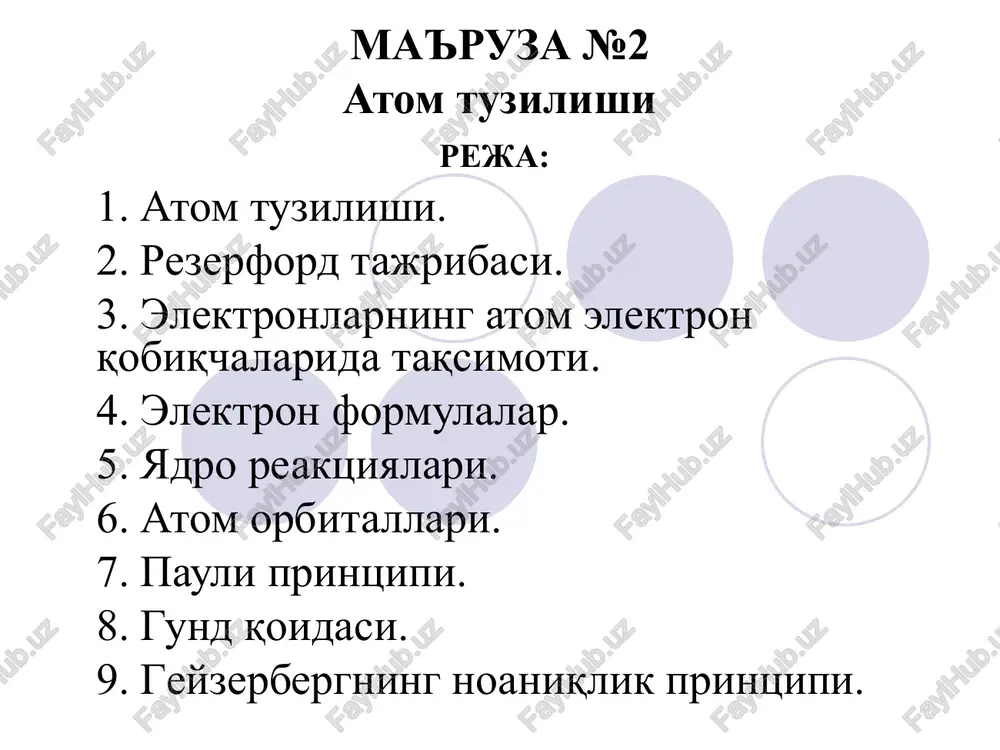 atom tuzilishi — PPT