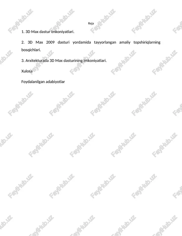 3d max dasturi — DOCX