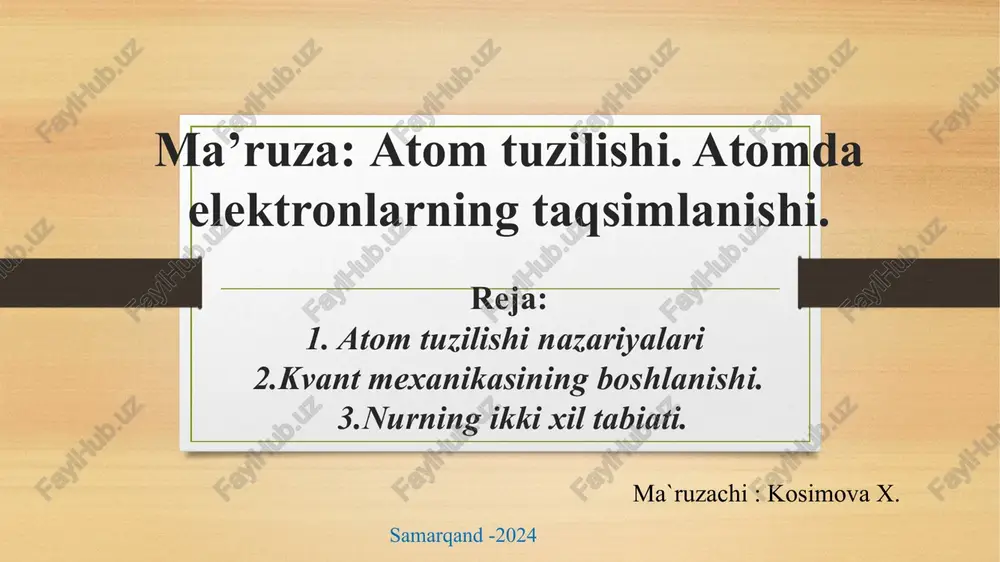 atom tuzilishi — PPT