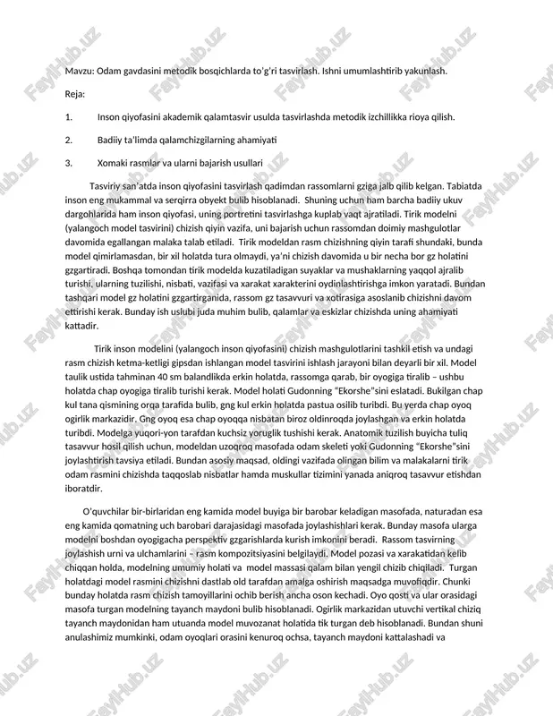 inson qiyofasini tasvirlash metodikasi — DOCX