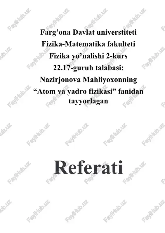 “atom va yadro fizikasi” — DOCX