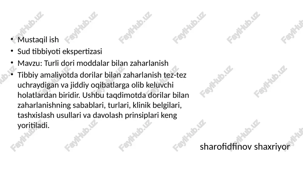 dorilar bilan zaharlanish — PPTX