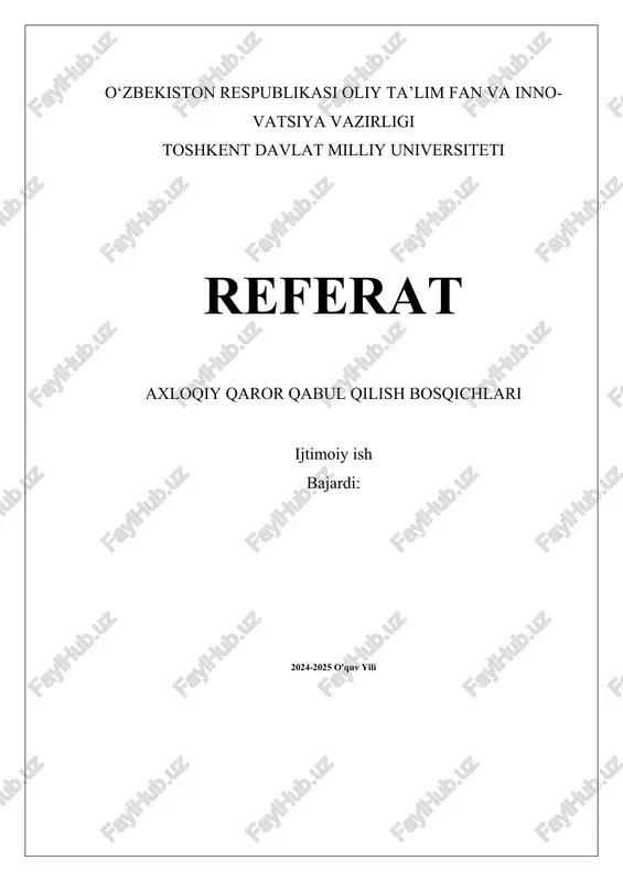 axloqiy qaror qabul qilish bosqichlari — DOCX