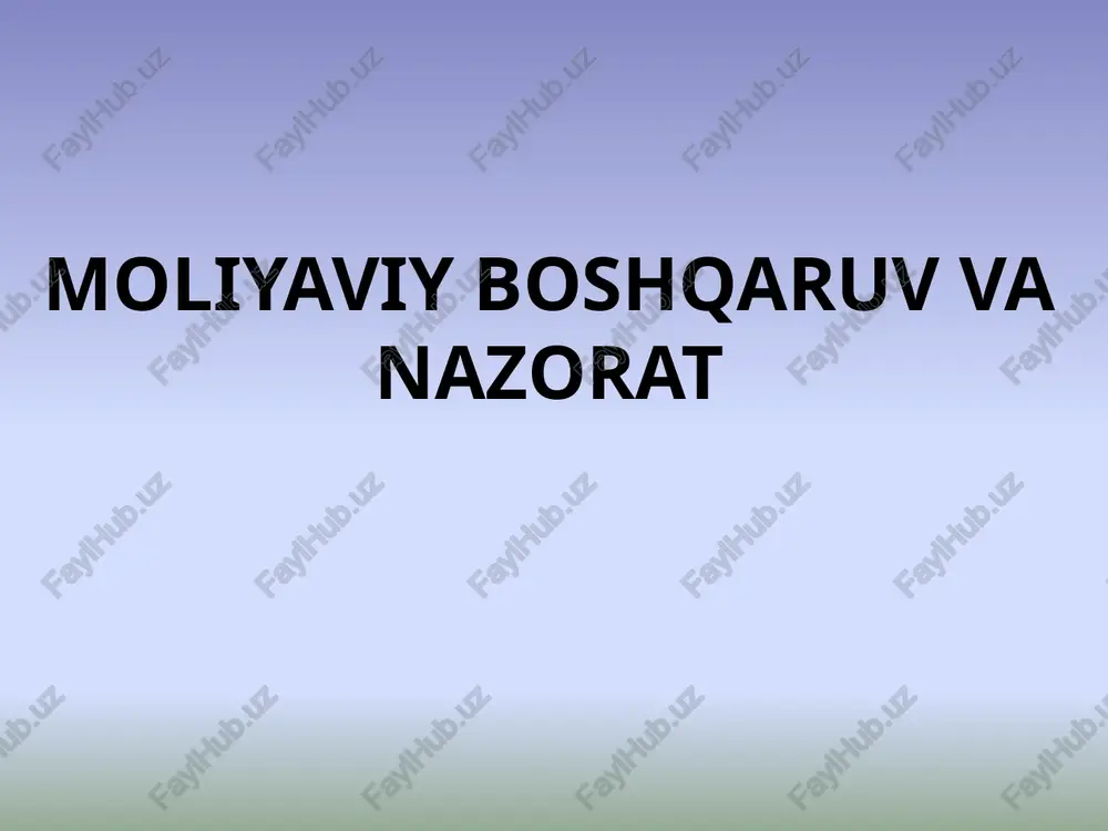moliyaviy boshqaruv va nazorat — PPTX
