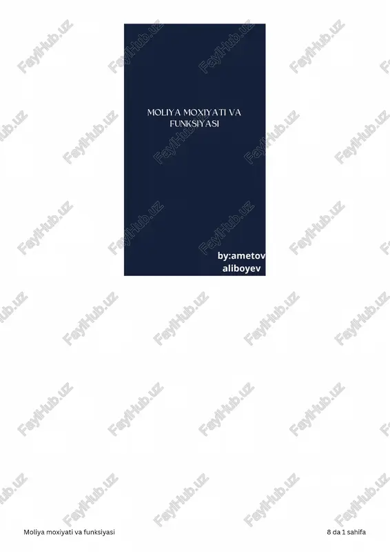 moliya moxiyati va, funksiyasi — PDF