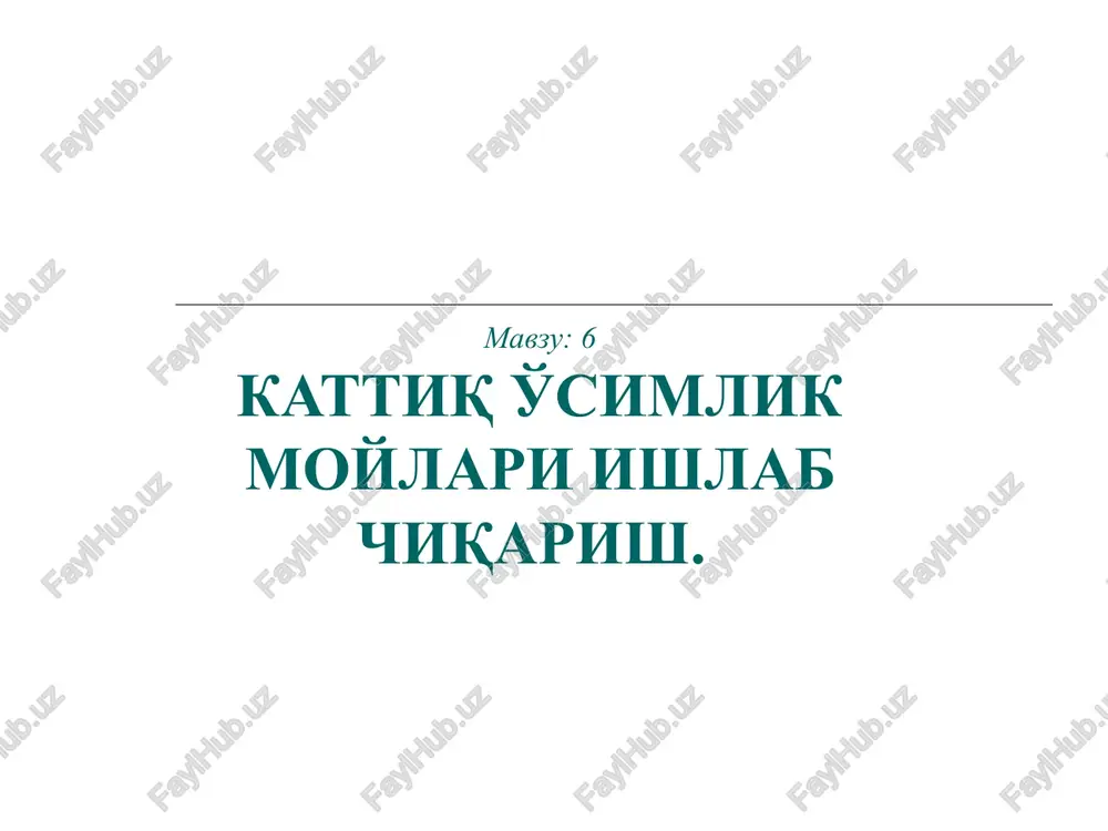 qattiq o’simlik moylari — PPT