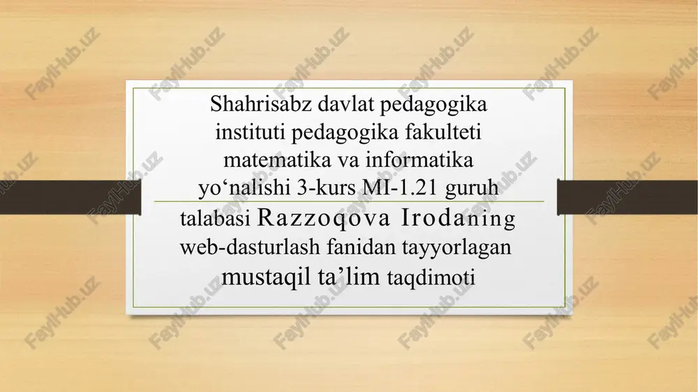 web-dasturlash asoslari — PPTX