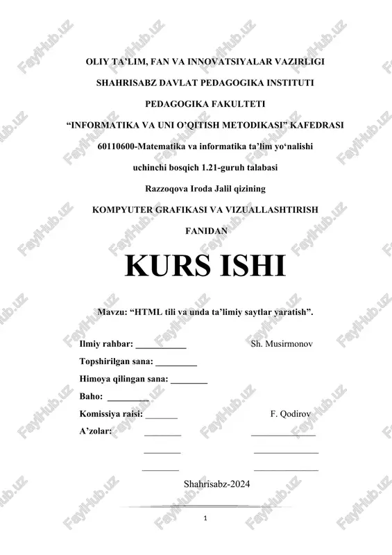 "html tili va unda ta’limiy saytlar yaratish" — DOCX