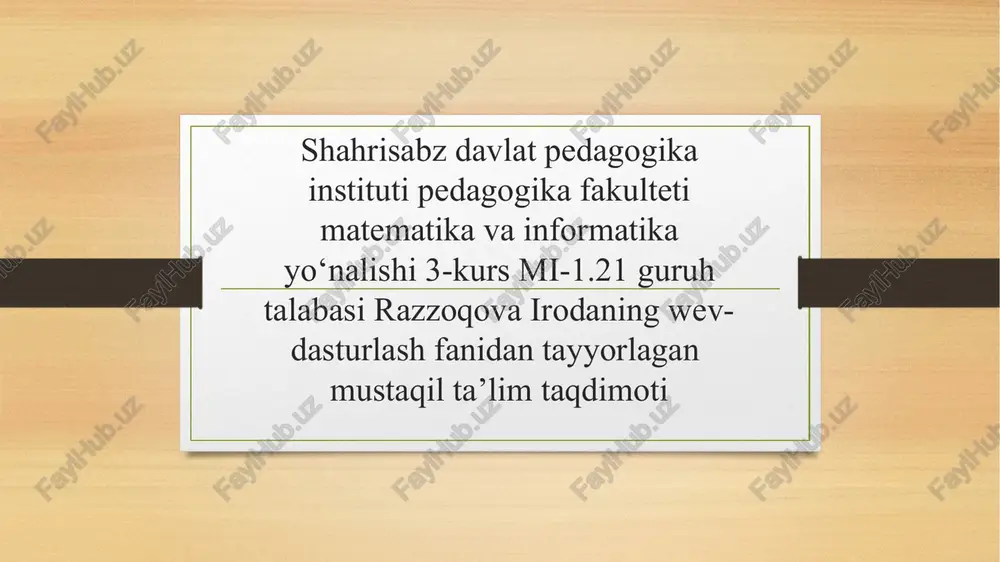 gipermatnlik markerlashtili (html), web dasturlash — PPTX