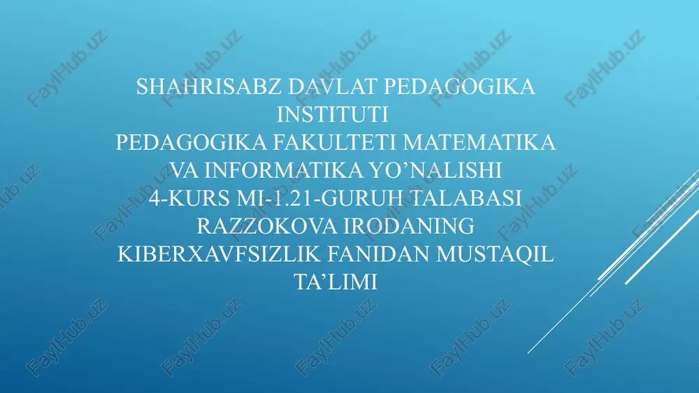 kriptografik usullarga kirish — PPTX