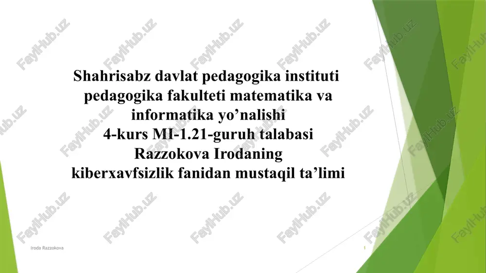 kiberjinoyat va kiberhuquq — PPTX