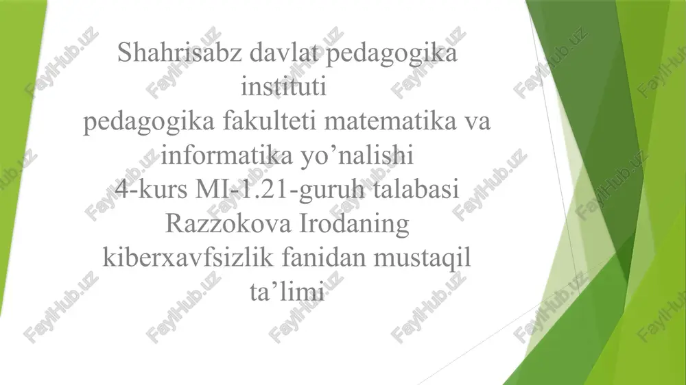 identifikatsiya va autentifikatsiya — PPTX