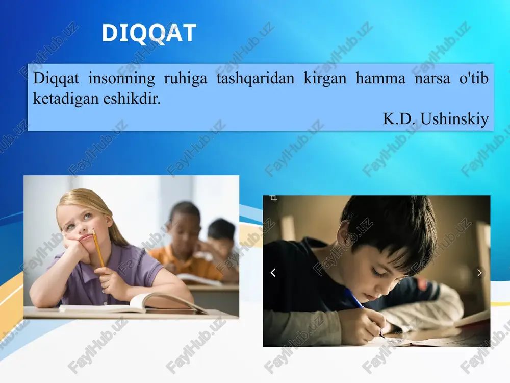 diqqatning xususiyatlari — PPTX