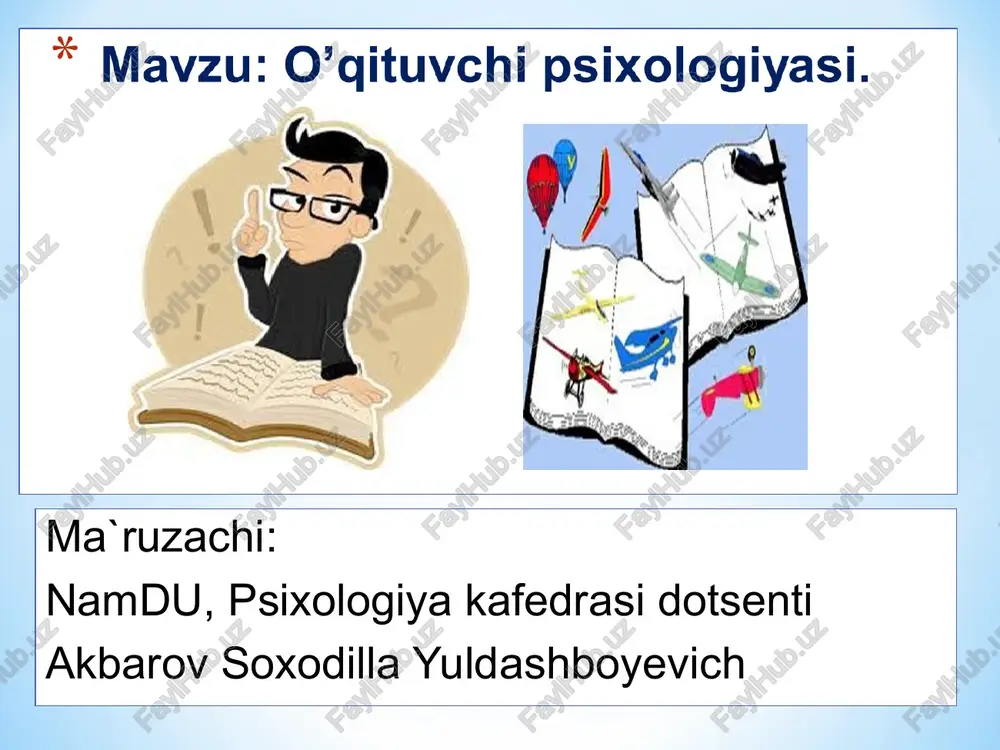 o’qituvchi psixologiyasi — PPT