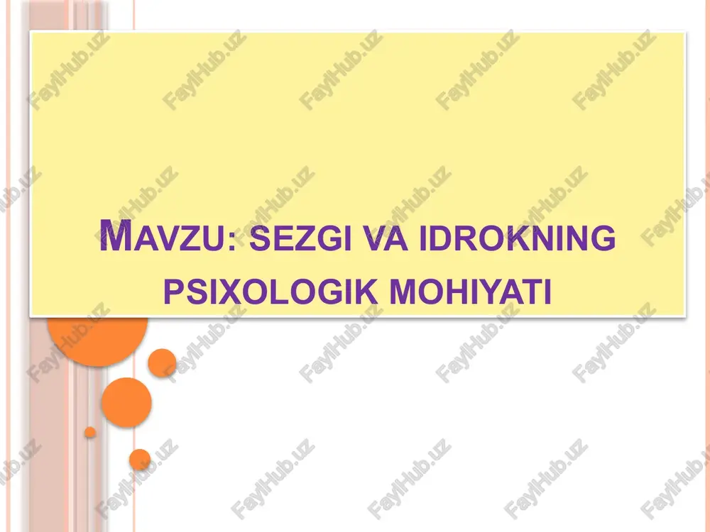 sezgilar haqida tushuncha — PPTX