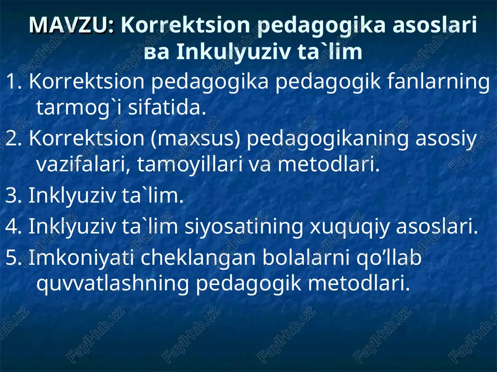 korrektsion pedagogika asoslari va inkulyuziv ta`lim — PPT
