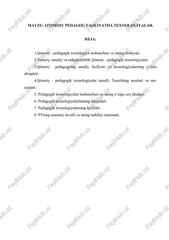 ijtimoiy pedagoglik faoliyatda texnologiyalar — DOCX
