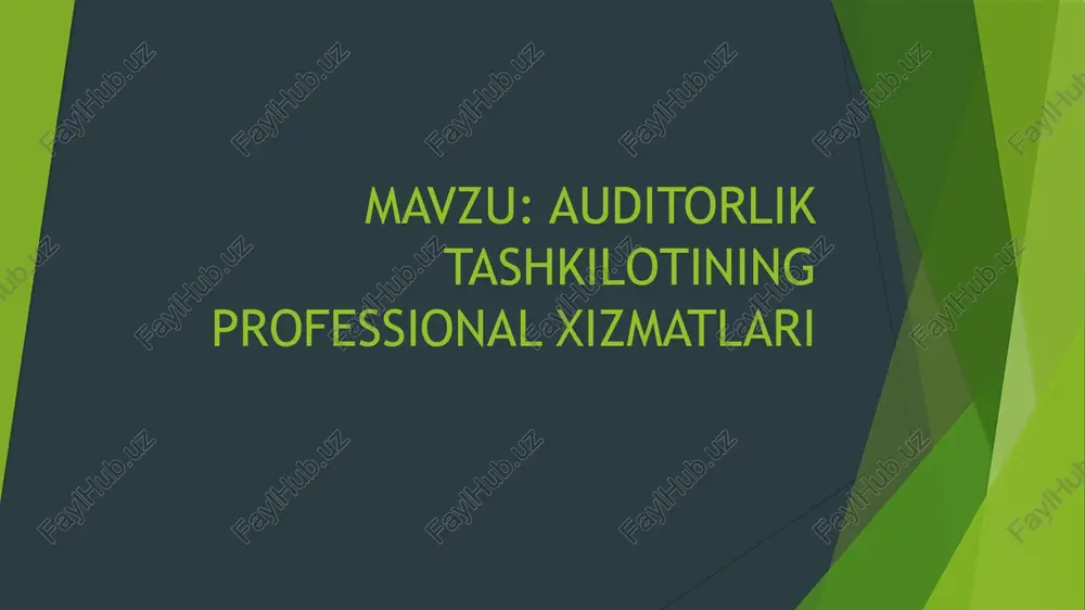 auditorlik tashkilotining professional xizmatlari — PPTX