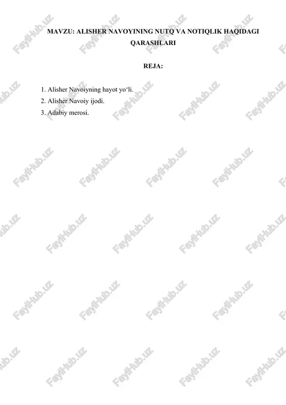 alisher navoyining nutq va notiqlik haqidagi qarashlari — DOCX