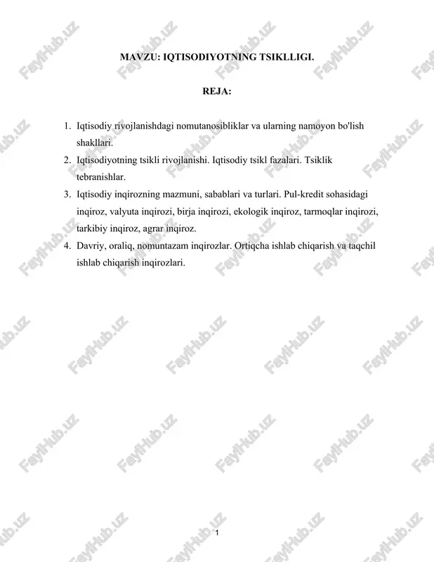iqtisodiyotning tsiklligi — DOCX