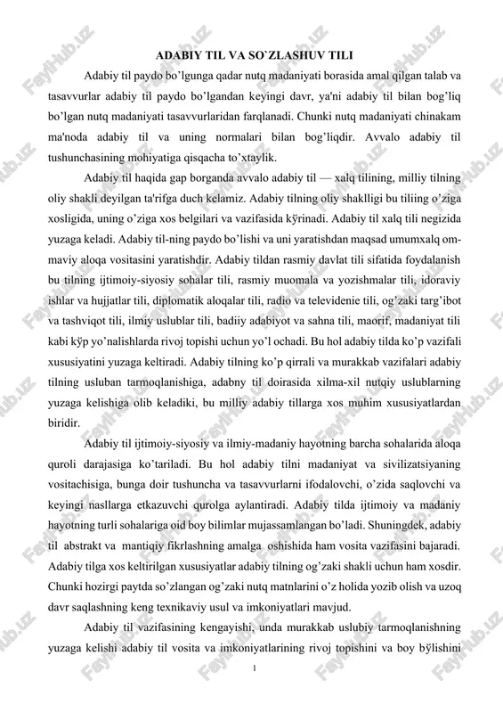 adabiy til va so'zlashuv tili — DOCX