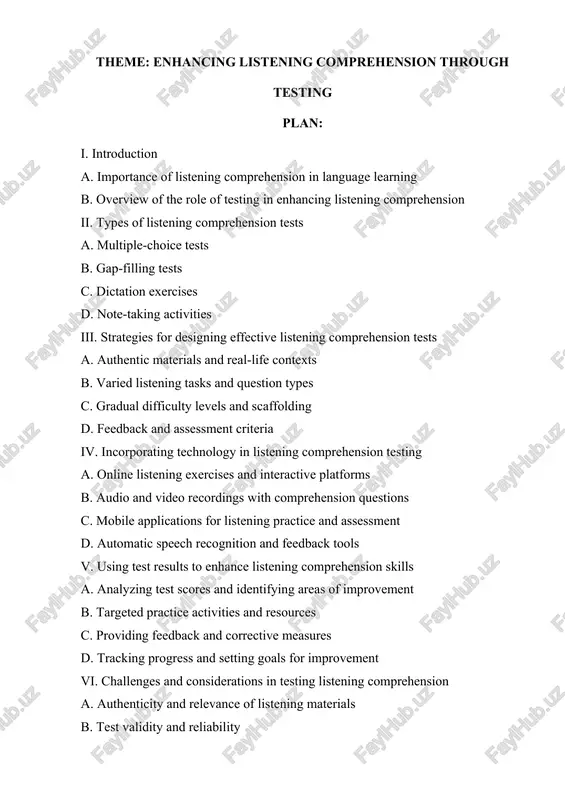 enhancing listening comprehension through testing — DOCX