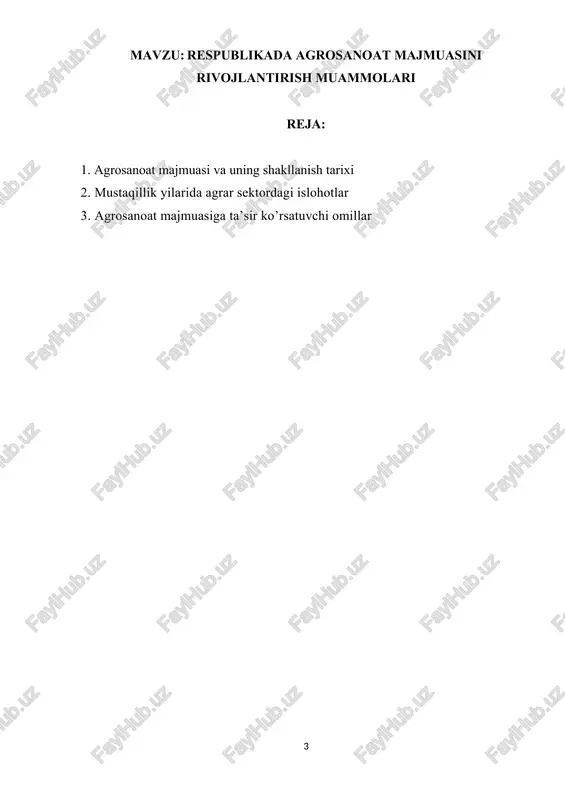 agrosanoat va uning rivojlanishi — DOCX