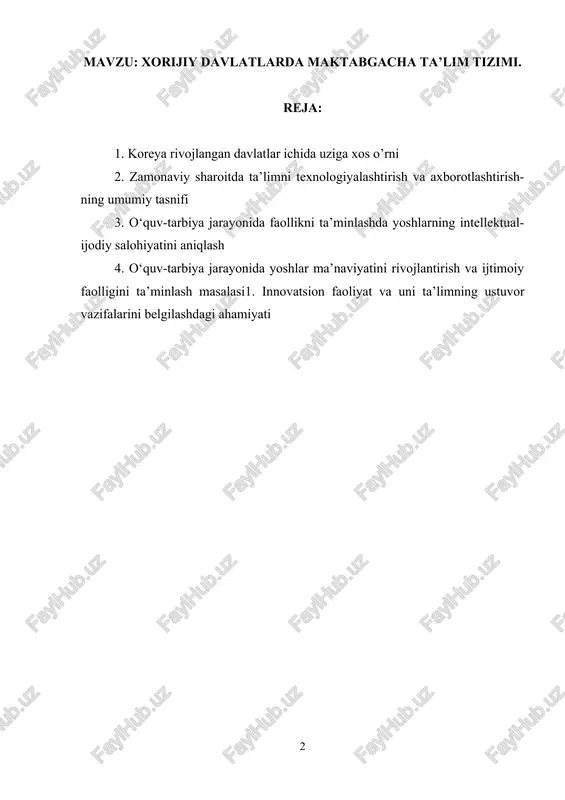 xorijiy davlatlarda maktabgacha ta’lim tizimi — DOCX