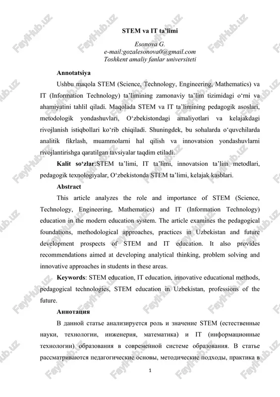 stem va it ta'limi — DOCX