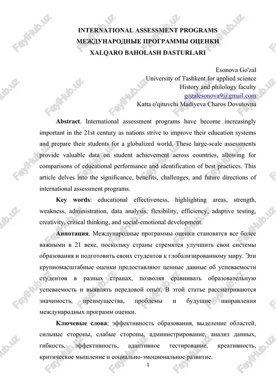 international assessment rrograms — DOCX