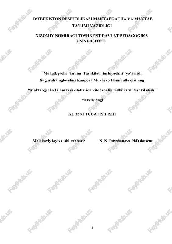 "maktabgacha ta’lim tashkil etish" — DOCX