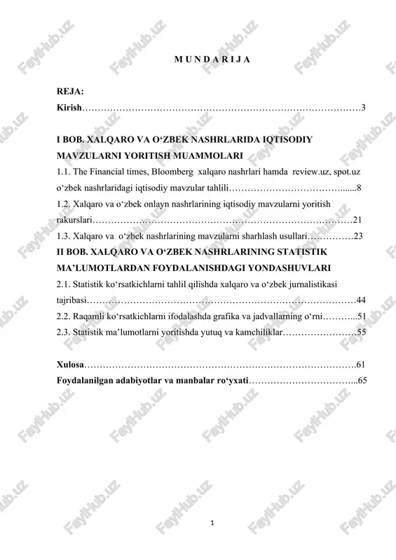 xalqaro va o‘zbek iqtisodiy mavzularni yoritish — DOCX