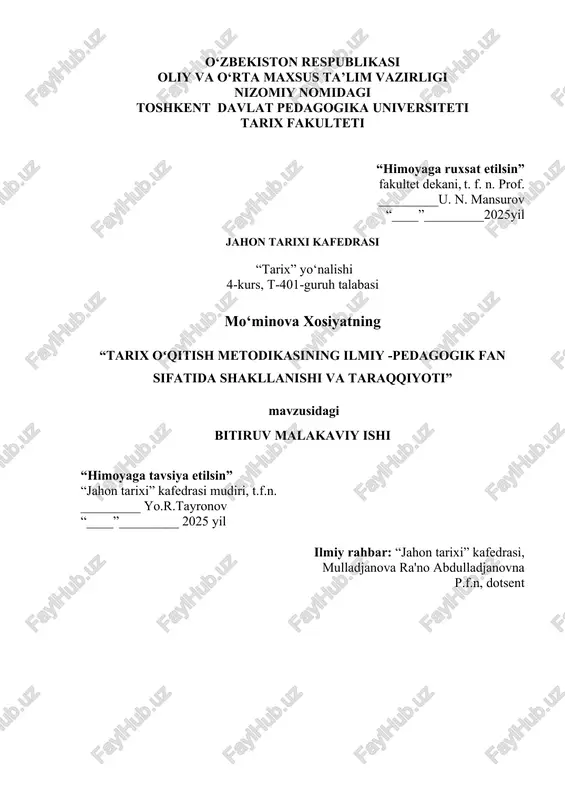 tarix oʻqitish metodikasi — DOCX