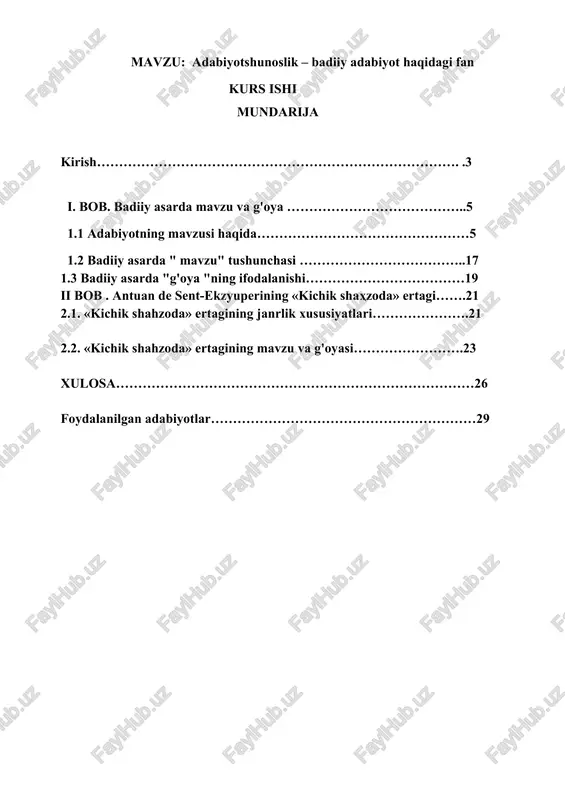 adabiyotshunoslik – badiiy adabiyot haqidagi fan — DOCX