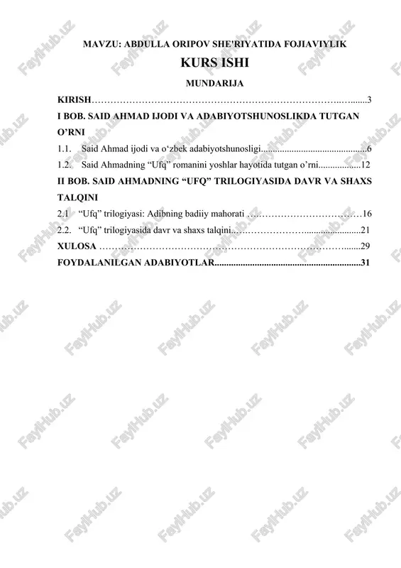 abdulla oripov she'riyatida fojiaviylik — DOCX