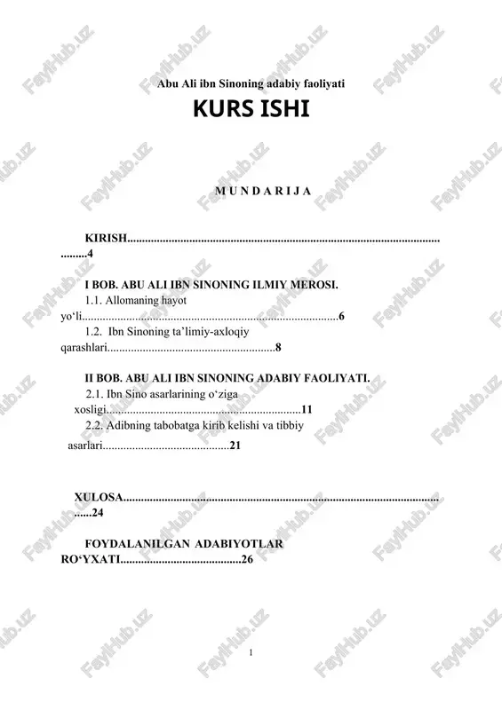 abu ali ibn sinoning adabiy faoliyati — DOC