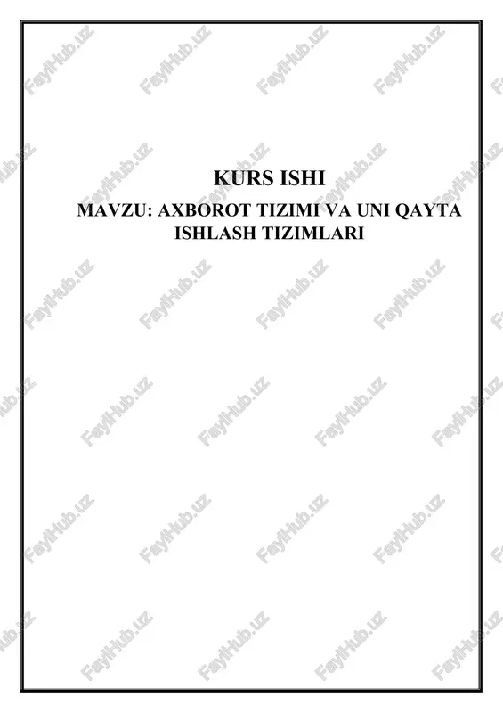 axborot tizimi va uni qayta ishlash tizimlari — DOCX