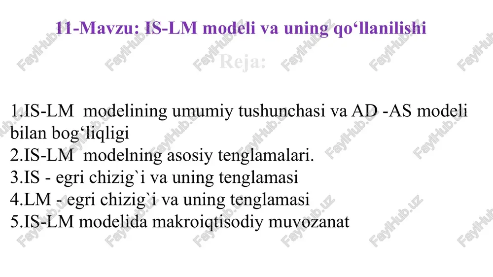 is-lm modeli va uning qo‘llanilishi — PPTX