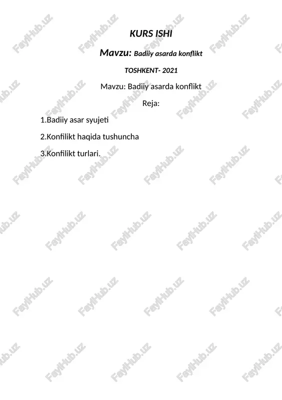 badiiy asarda konflikt — DOCX