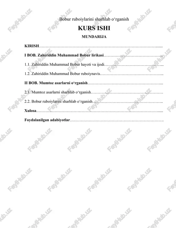 bobur ruboiylarini sharhlab o‘rganish — DOCX