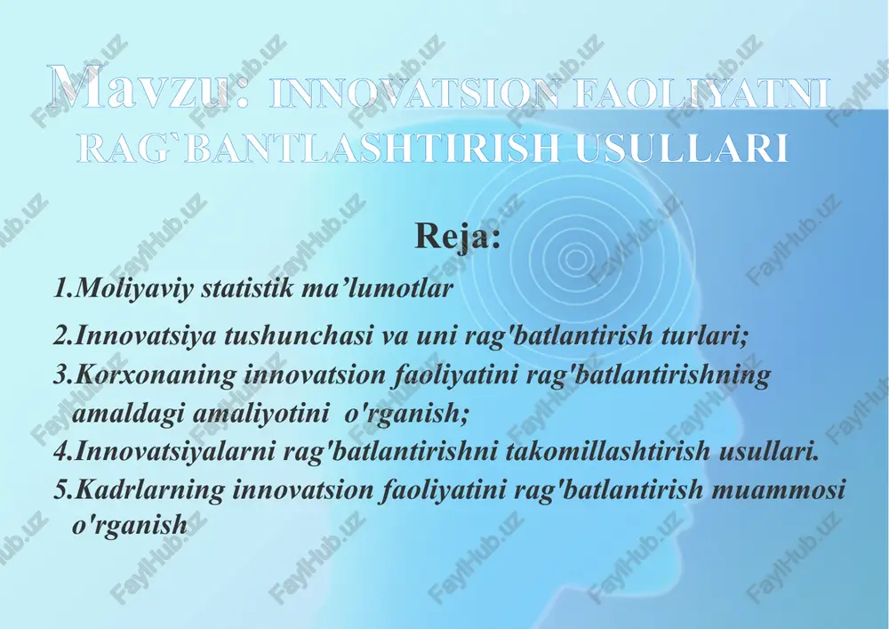 innovatsion faoliyatni rag`bantlashtirish usullari — PPTX
