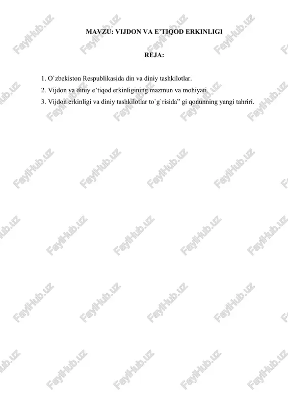 vijdon va e’tiqod erkinligi — DOCX