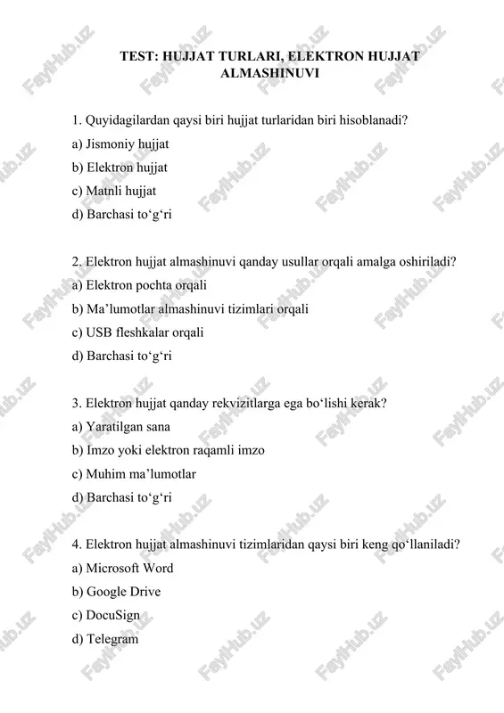 elektron hujjat almashinuvi — DOCX