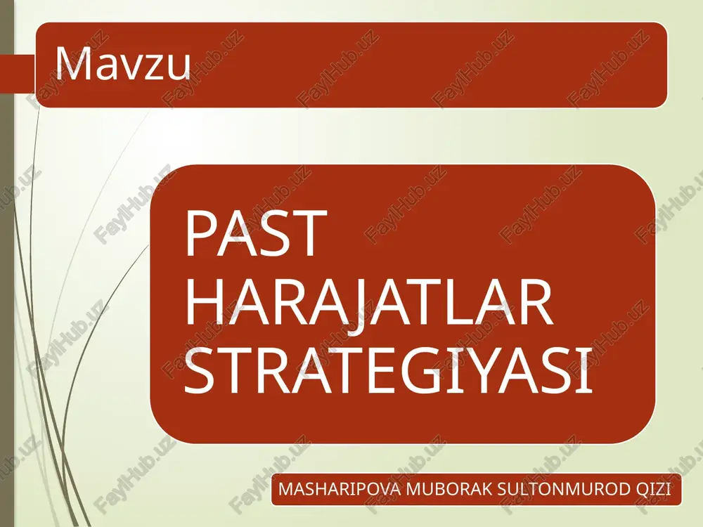 past harajatlar strategiyasi — PPTX