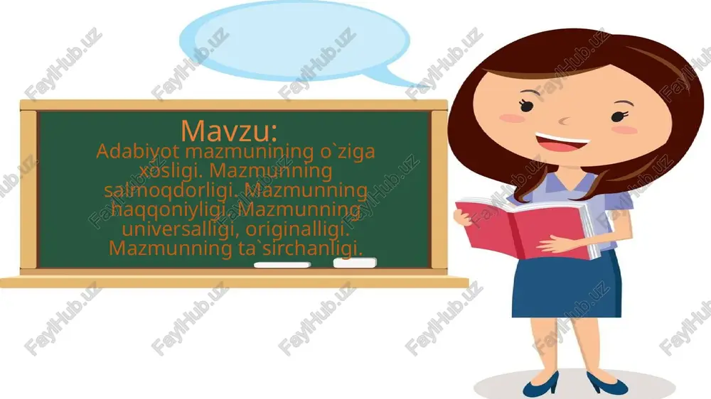 adabiyotmazmuniningo`zigaxosligi — PPTX